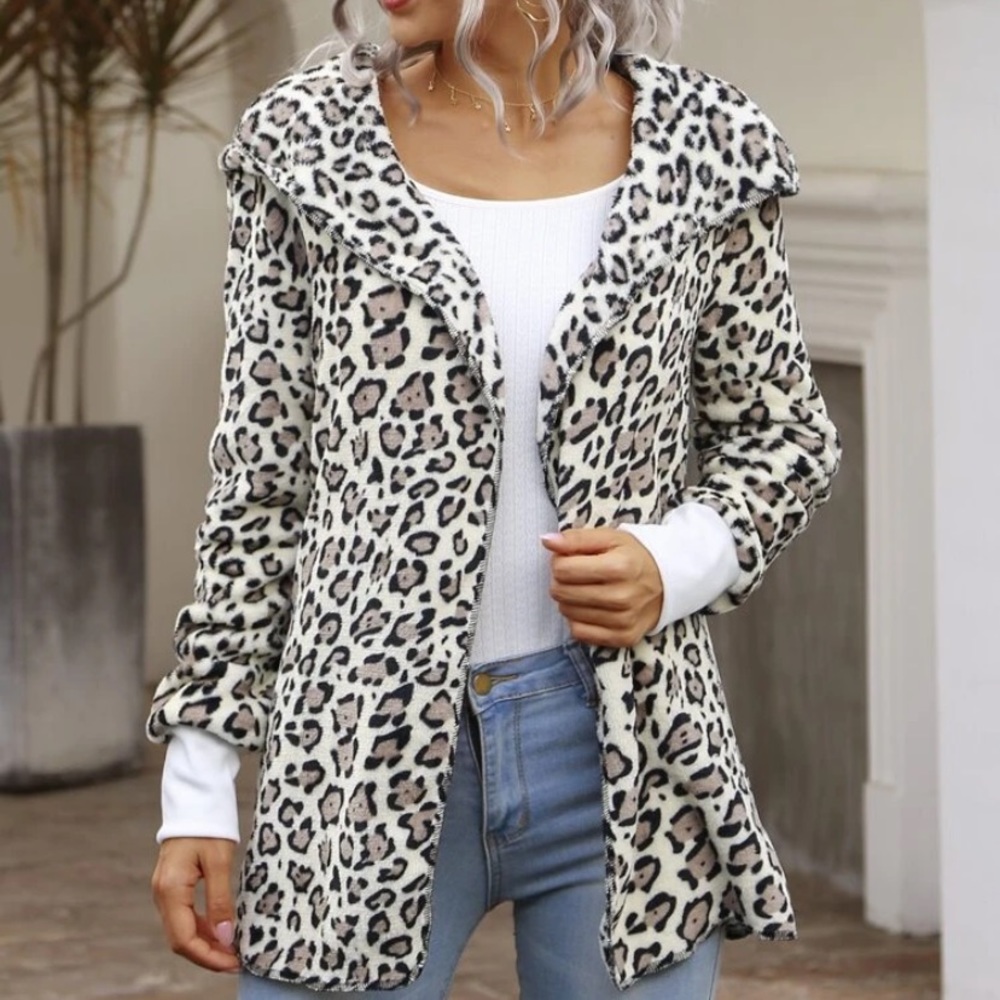 COPY - leopard print teddy coat